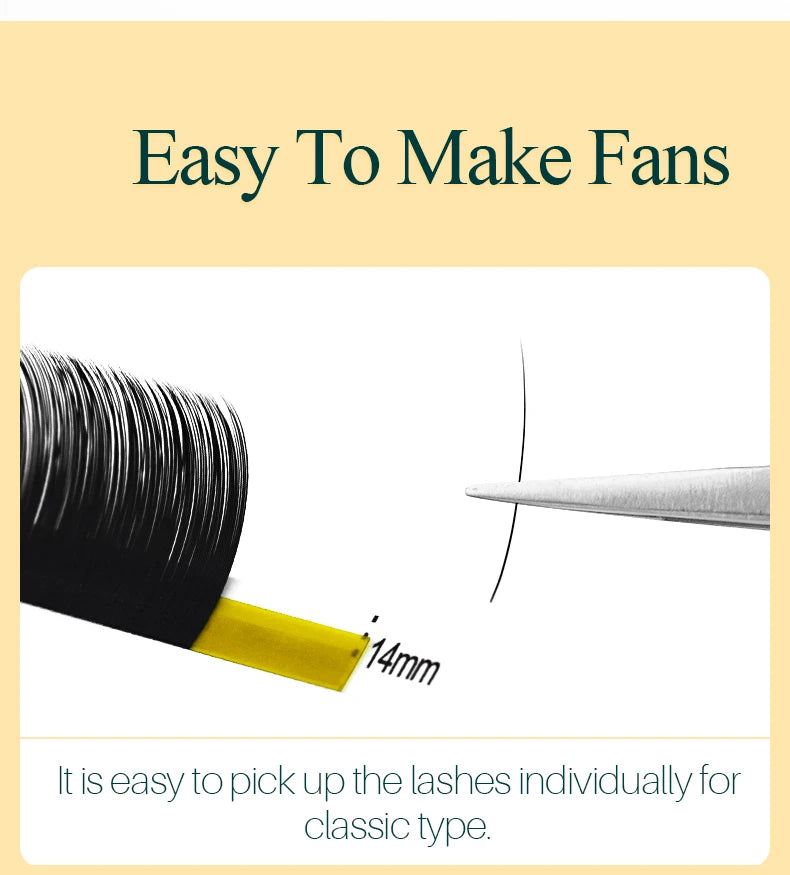 H&L SINCE 1990 20 Row Faux Lash Synthetic Mink Individual Eyelash Extension Dark Black Matte Soft Natural