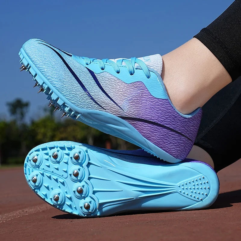 Students' New Outdoor Sports Training Track Shoes Breathable Mesh Surface with Sprinting Nails for Summer Competitions