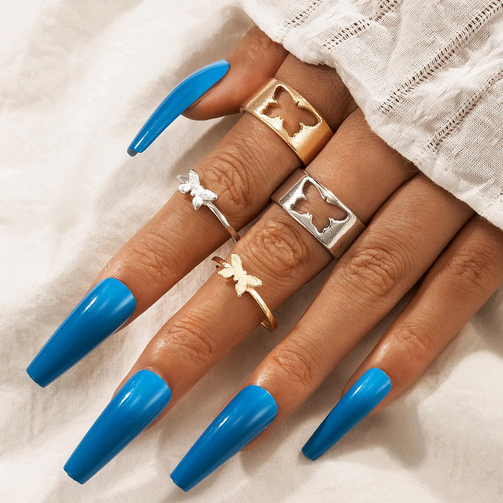 Trendy Gold Butterfly Rings for Women Men Lover Couple Rings Set Friendship Engagement Wedding Open Rings N2203181