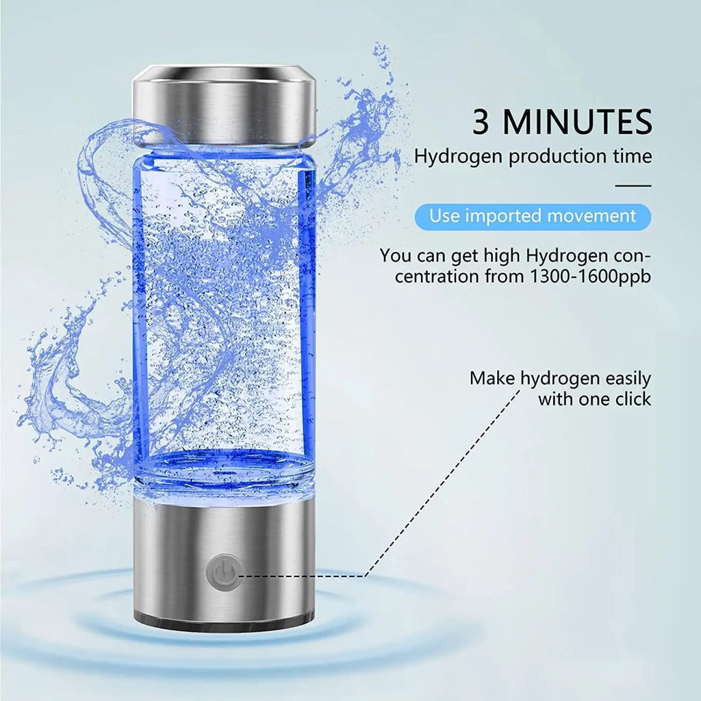 Hot Selling OEM Hydrogen Rich Cup Alkaline Ionizer USB Rechargeable Generator Ionization Water Bottle Glass Cup Jug