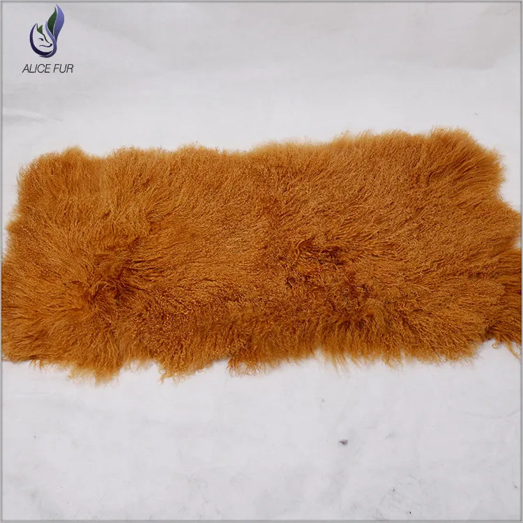 Natural Raw Mongolian Sheep Fur Blanket Garment with Long Curly Hair