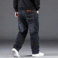 Luxurious Quality High Waist Fleece Lined Loose Stretch Multi-pocket Extra Large Spring Autumn Winter Men's Straight Leg Jeans