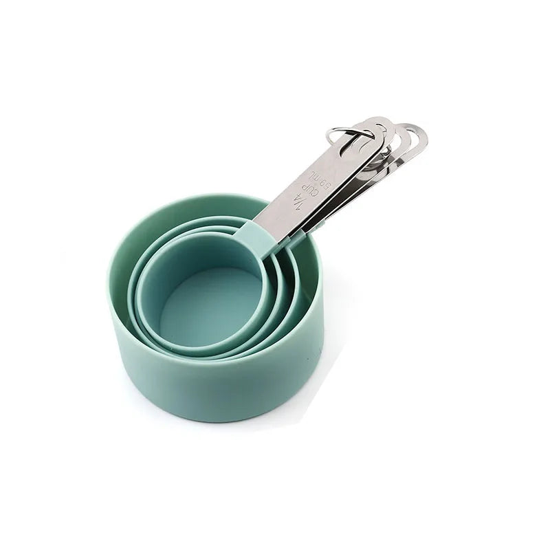 4pcs Kitchen Tools Measuring Spoons cups Set steel handleTeaspoon Coffee Sugar Scoop Cake Baking Cooking Gadgets