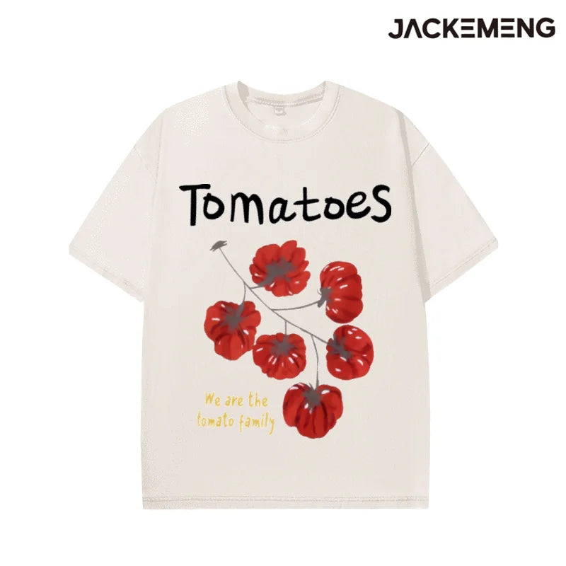 Oversized Washed Retro Food Themed Streetwear Print Tshirt USA Stock Wholesale Y2K Casual Tee