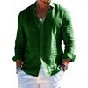 Summer Men's Solid Fashion Versatile Shirt Beach Shirts Men Long Sleeved Cardigan Tops Turn Down Collar Slim Fit