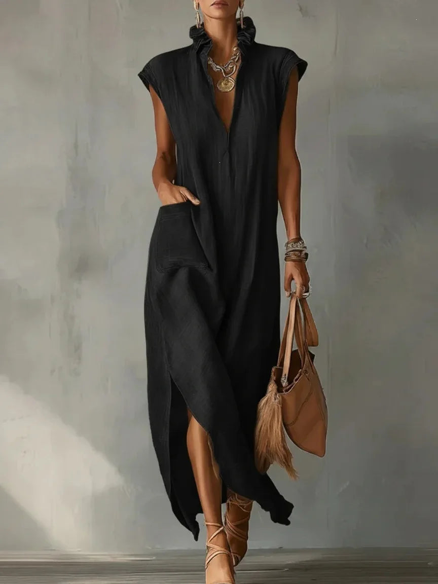 Button Down Shirt Dress Solid Color a Line Sleeveless Office Work Wear Elegant Fashion Small MOQ Boutique Wholesale