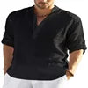 New Men's Casual Blouse Shirt Loose Tops Long Sleeve Tee Shirt Handsome Men's Cotton Slim Fit Linen Shirts