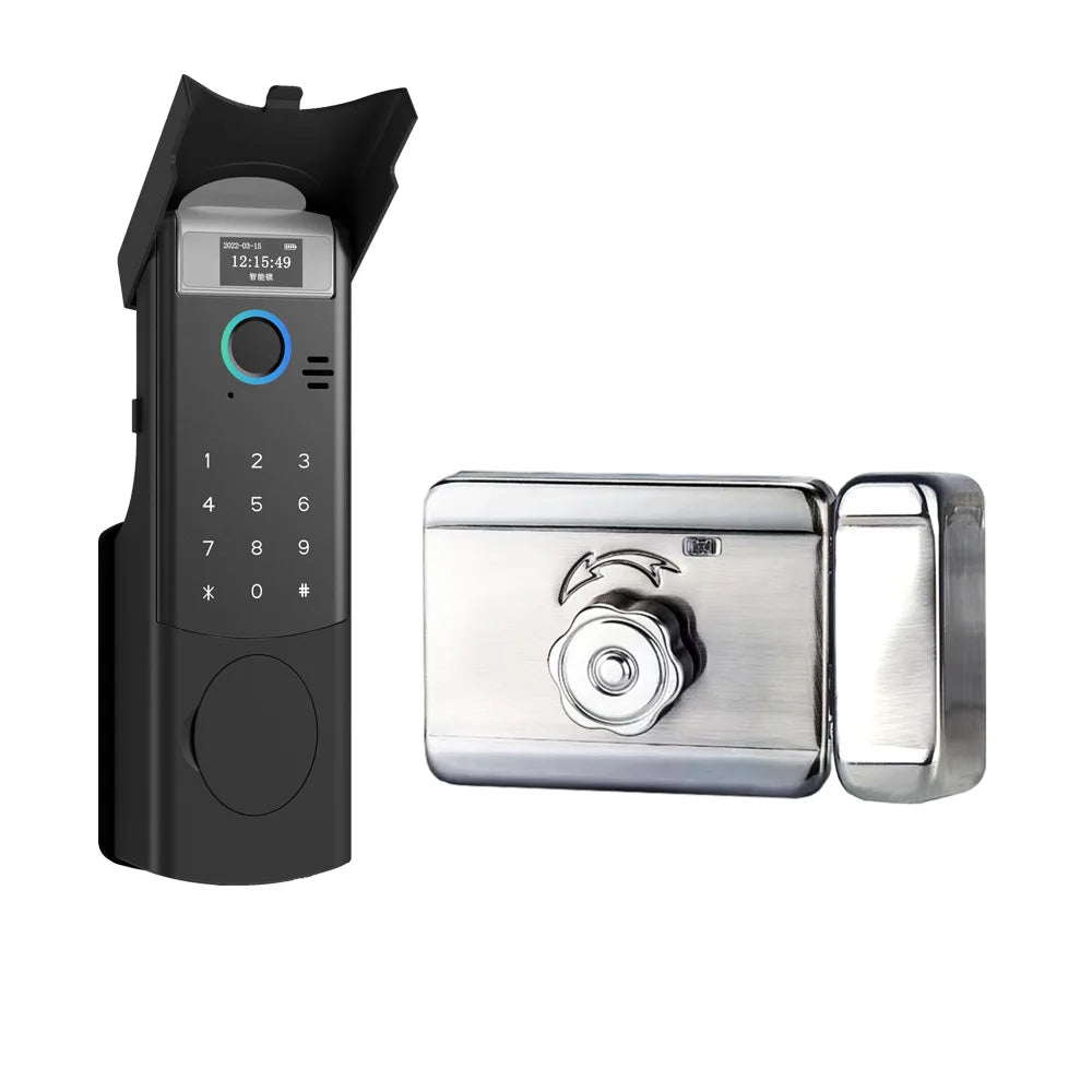 Smart WiFi Fingerprint Door Lock Tuya App Password Key Unlock Ox-Head Design for Rental Rooms Courtyard Gates