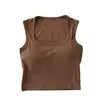Women 2024 Summer With Chest Pad Square Collar Wide Shoulder Back Heart One Cup to Wear Sexy Inside Vest