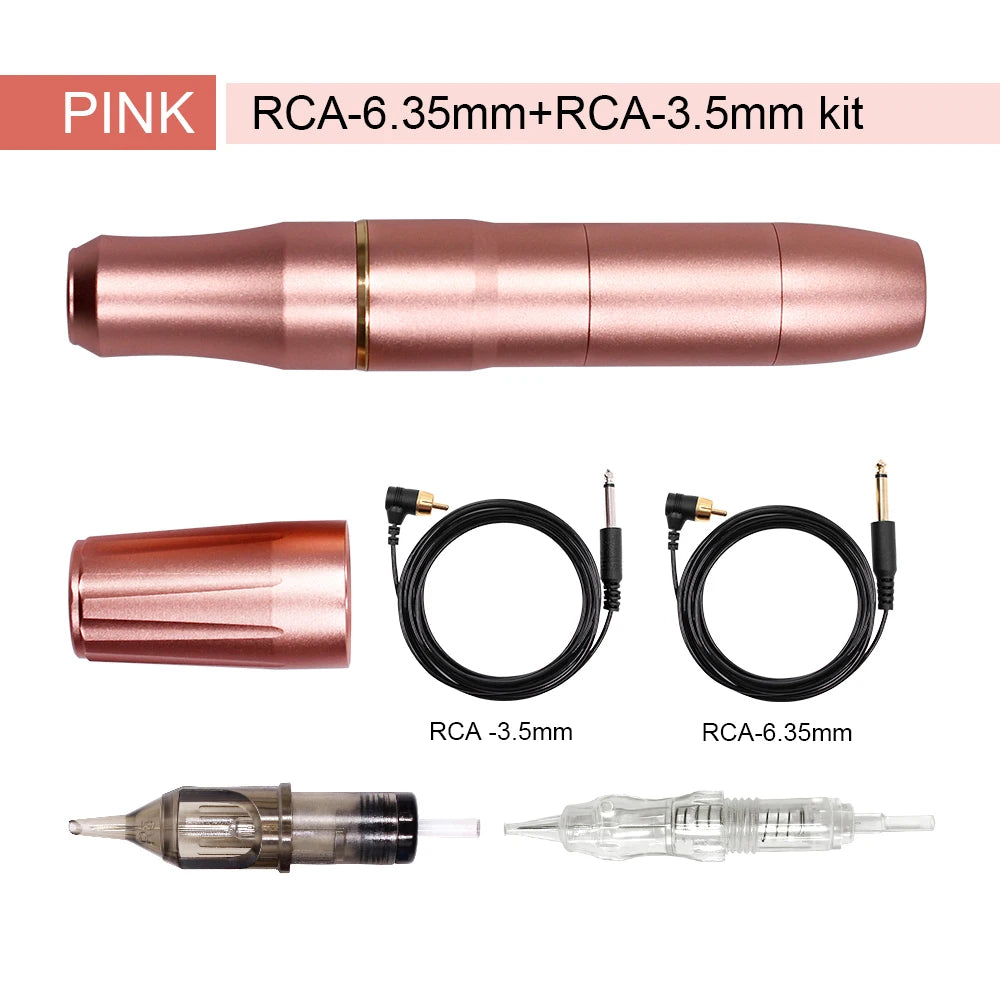 BIOMASER Newest Permanent Makeup Tattoo Machine 2 Head Rose Gold Microblading Pen Equipment 3D Microblading Tattoo Gun Set