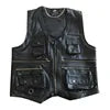 Spot Wholesale High Quality First Layer Cowhide Multi-pocket Tactical Sleeveless Jacket Knight Street Retro Motorcycle Vest Men
