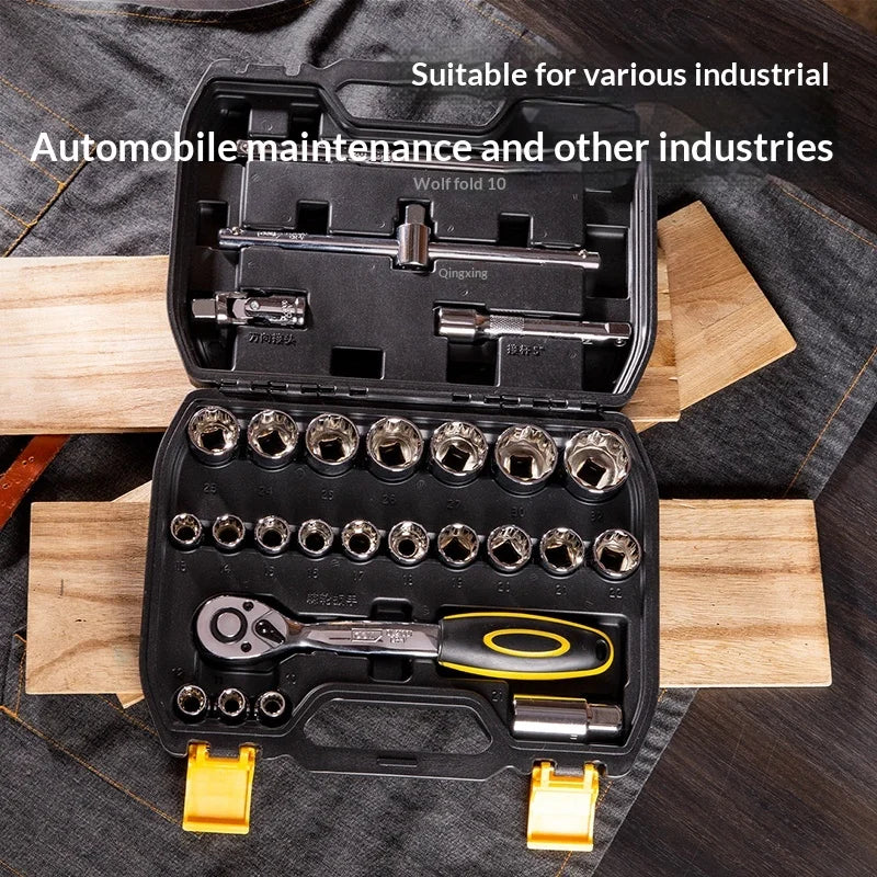 Deli Machine Repair Car Repair Toolbox Ratchet Multi-Function Socket Wrench Set DL2026T Made in Mainland China