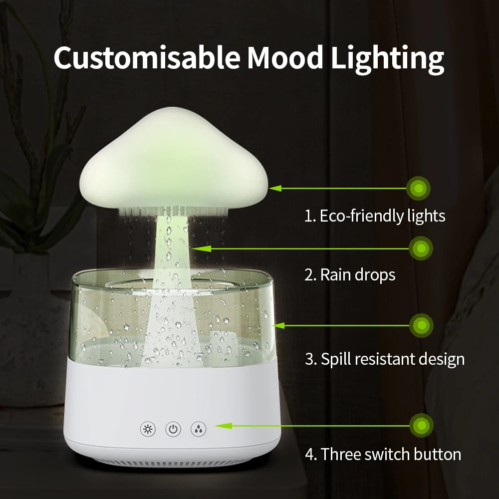 Household USB Table Mushroom Rain Cloud Diffuser Cool Mist Water Spray Nebulizer LED Night Light Lamp air Humidifiier for Home