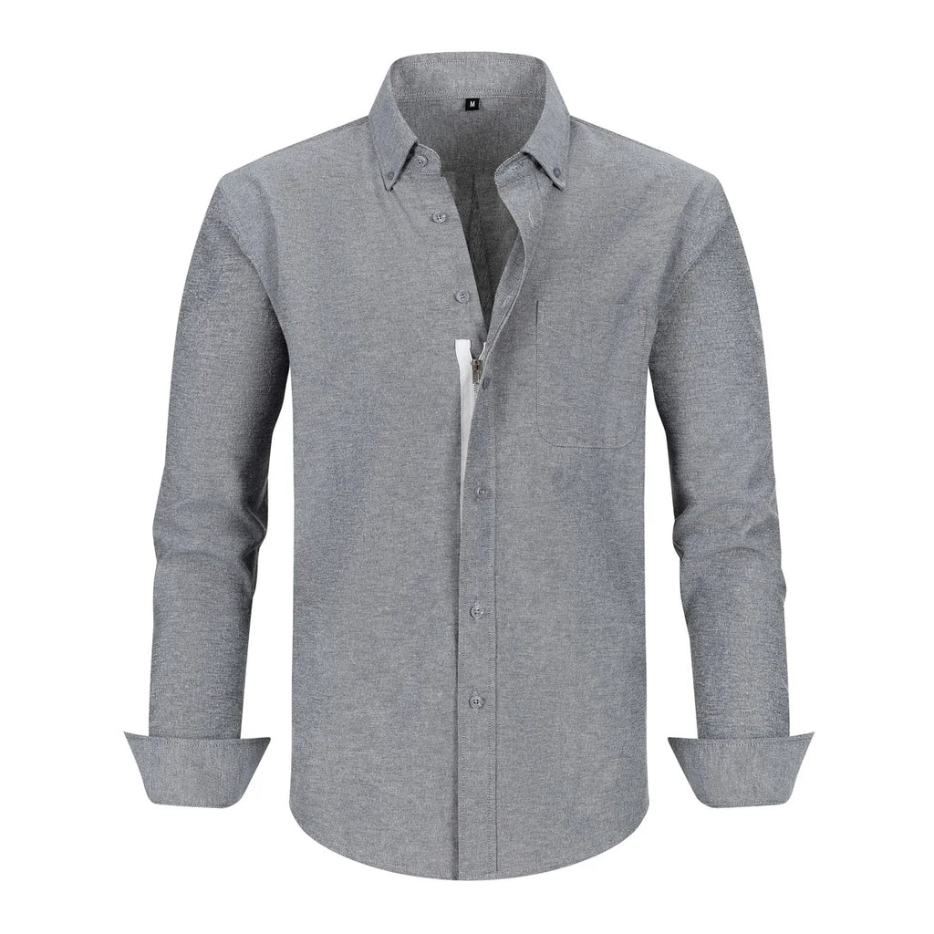 2024 Men Long Sleeve Shirts Spring Autumn Slim Lapel Neck Button Casual Adult Daily Office Men Tops Business Shirt