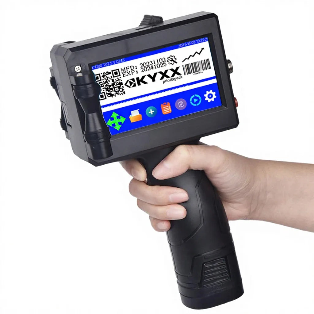 PM KYXXTECH Multi Language Hand-held Print Date Coder Batch Number Inkjet Printer Carton Packaging Box Inkjet Gun LOGO 110V/220V