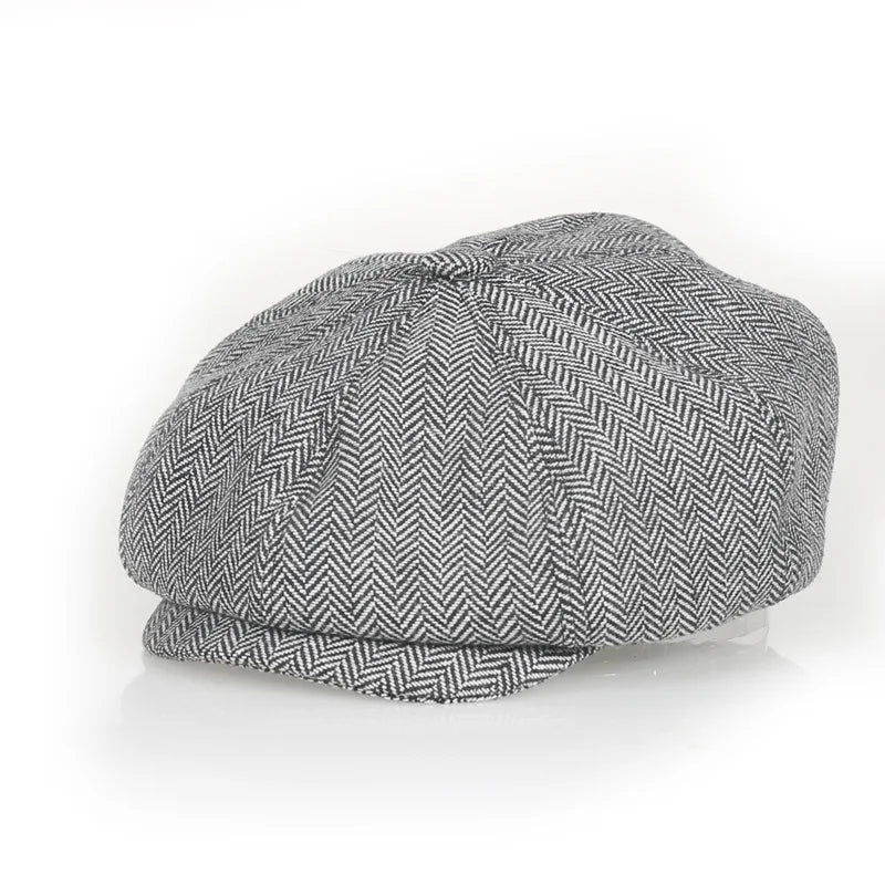 Autumn Winter Male Cotton Beret Cap Thick Tweed Design Earflaps Flat Cap Ivy Adjustable Hat Berets for Men Warm Dress