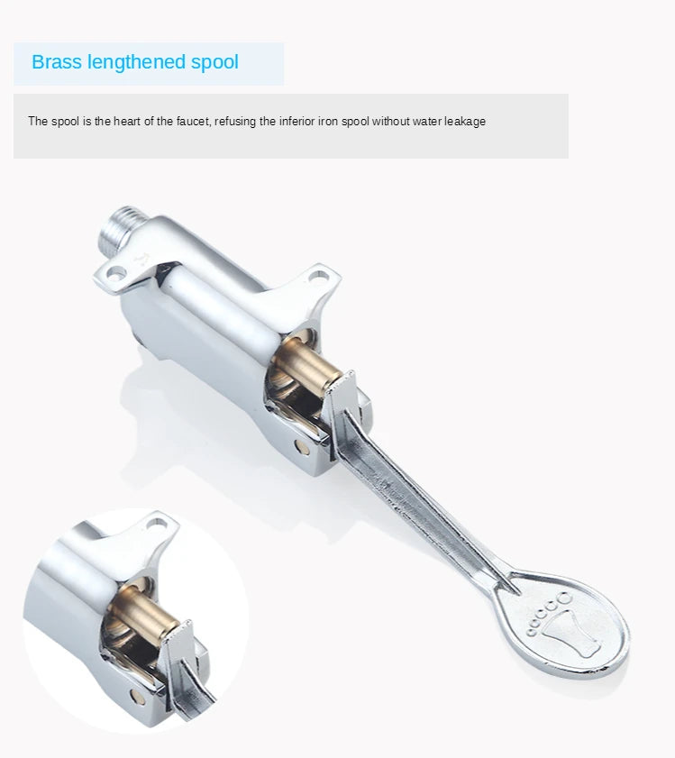 Foot-operated Faucet Brass Hospital Laboratory Food Factory Basin Foot Valve Single Cold Foot Faucet  Kichen  Water Faucet