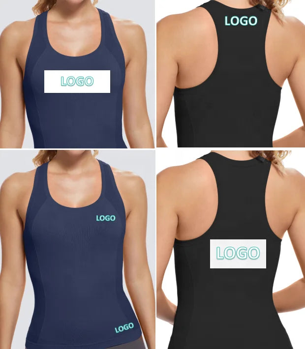 Women's Racerback Workout Tank Tops-Seamless Spandex/Polyester Breathable Knitted High Support Solid Running Muscle Tank
