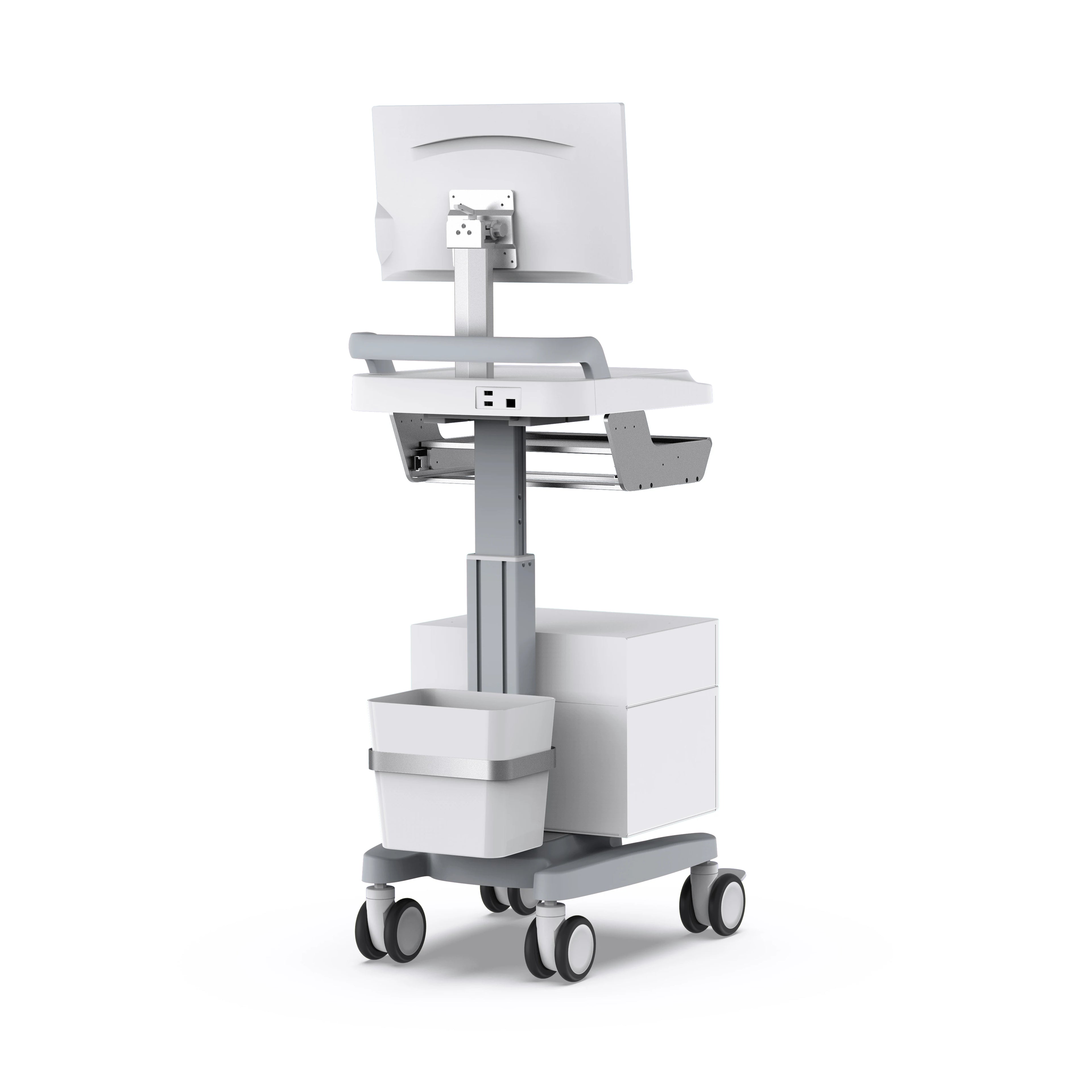 Laptop Medical Tablet Mobile Hospital Computer Ward Trolley Telemedicine Carts With Battery Wheels