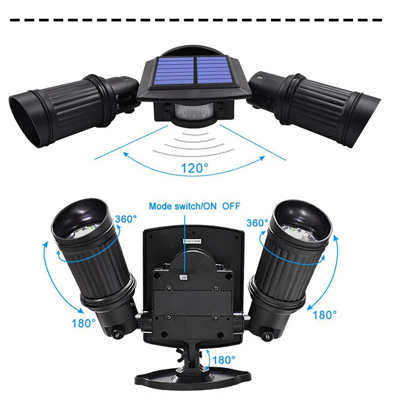 Two Adjustable Heads 180 Detection Angle 10W  COB Waterproof LED Outdoor Motion Sensor Security Flood Lights