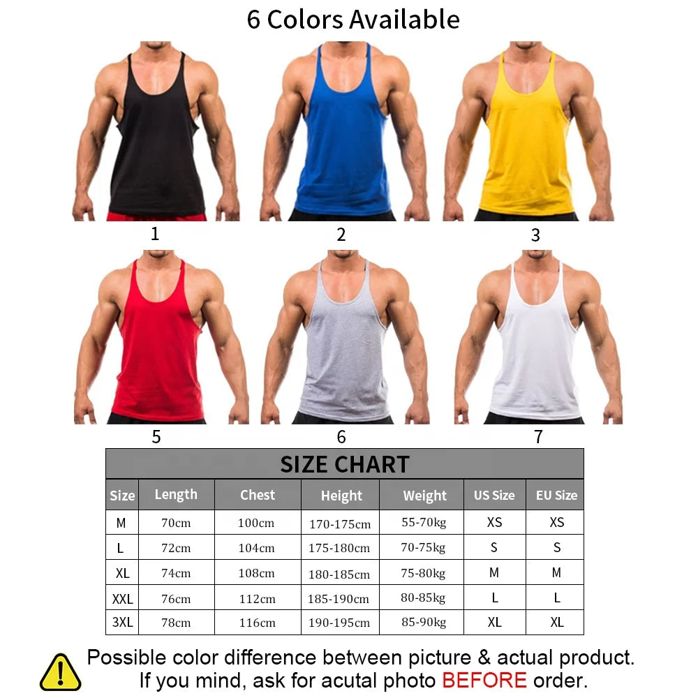 OEM Mens Y Back Tank Top Low Price Custom Print Cotton Stringer Gym Fitness Singlet Workout Muscle Bodybuilding Mens Tank Top