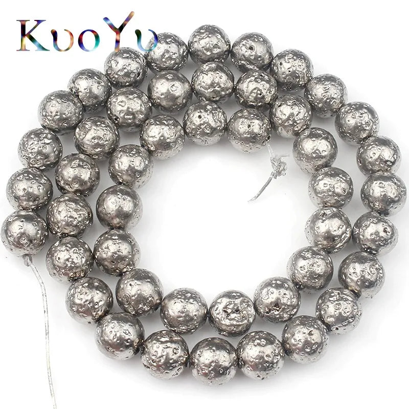 Multicolor Volcanic Rock Lava Stone Round Loose Spacer Bead For Jewelry Making Natural Stone Beads Diy Men Charm Bracelet 4-12mm