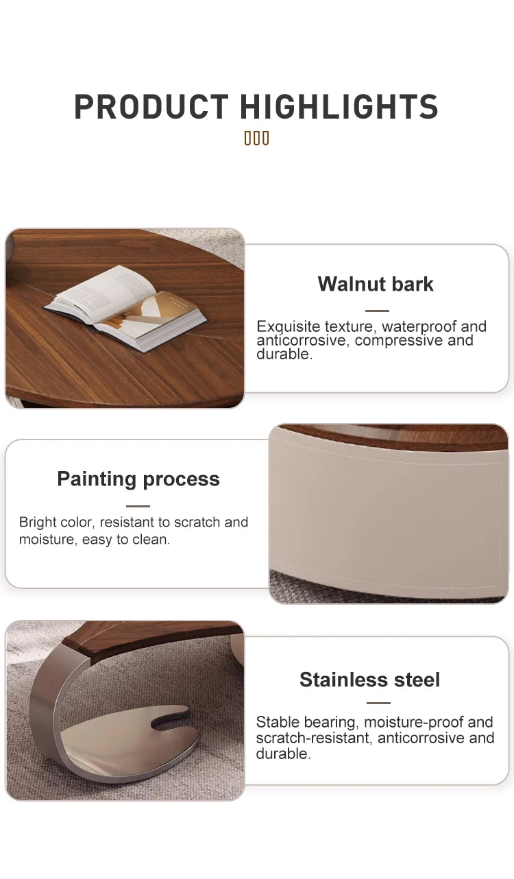 Modern leaf-shaped walnut veneer coffee table light luxury living room home new designer special shape coffee table