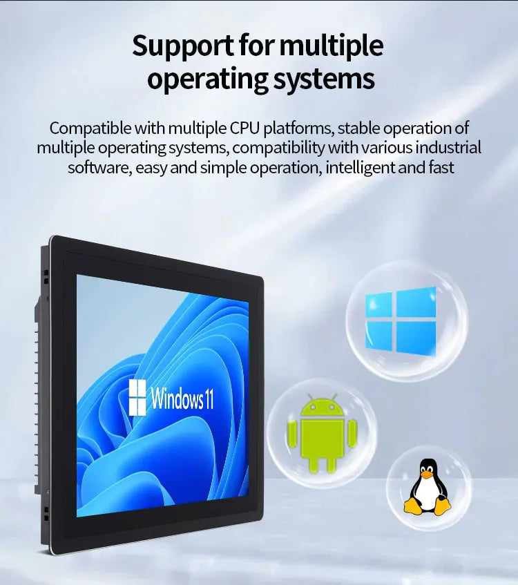 Customized Industrial PC 3mm Bezel Embedded Hmi Ip65 ARM X86 J4125 J6412 N100 TFT Monitor PC Wall Mount Touch Screen Panel Pc
