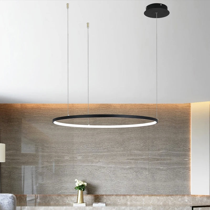 New Modern LED Chandelier for Living Room Bedroom Dining Room Aluminum Ring Indoor Pendant Chandelier Lamp Lighting