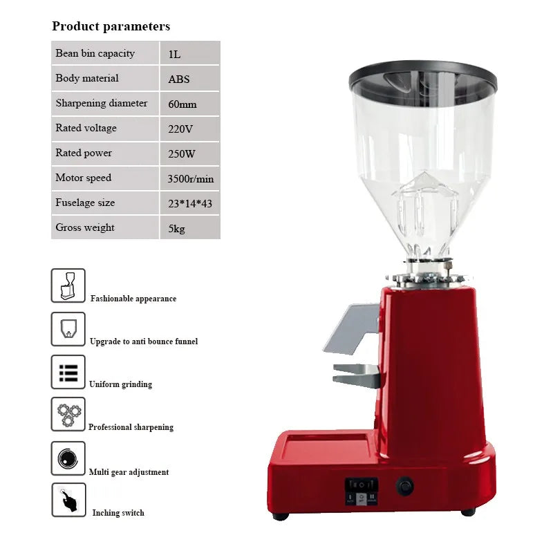 Noiseless Electric Coffee Grinder with 19 Scales Adjust Stainless Steel Blade Smooth Powder Coffee Mill Household French Press