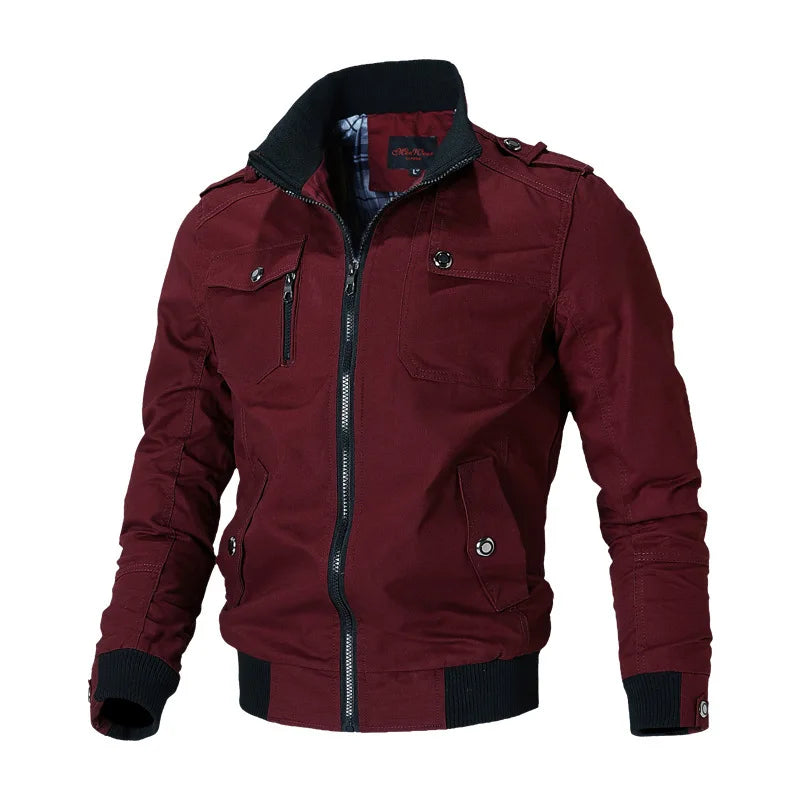 Bomber Jacket Men Fashion Casual Windbreaker Jacket Coat Men Spring Autumn New Hot Outwear Solid Stand Slim Jacket Mens