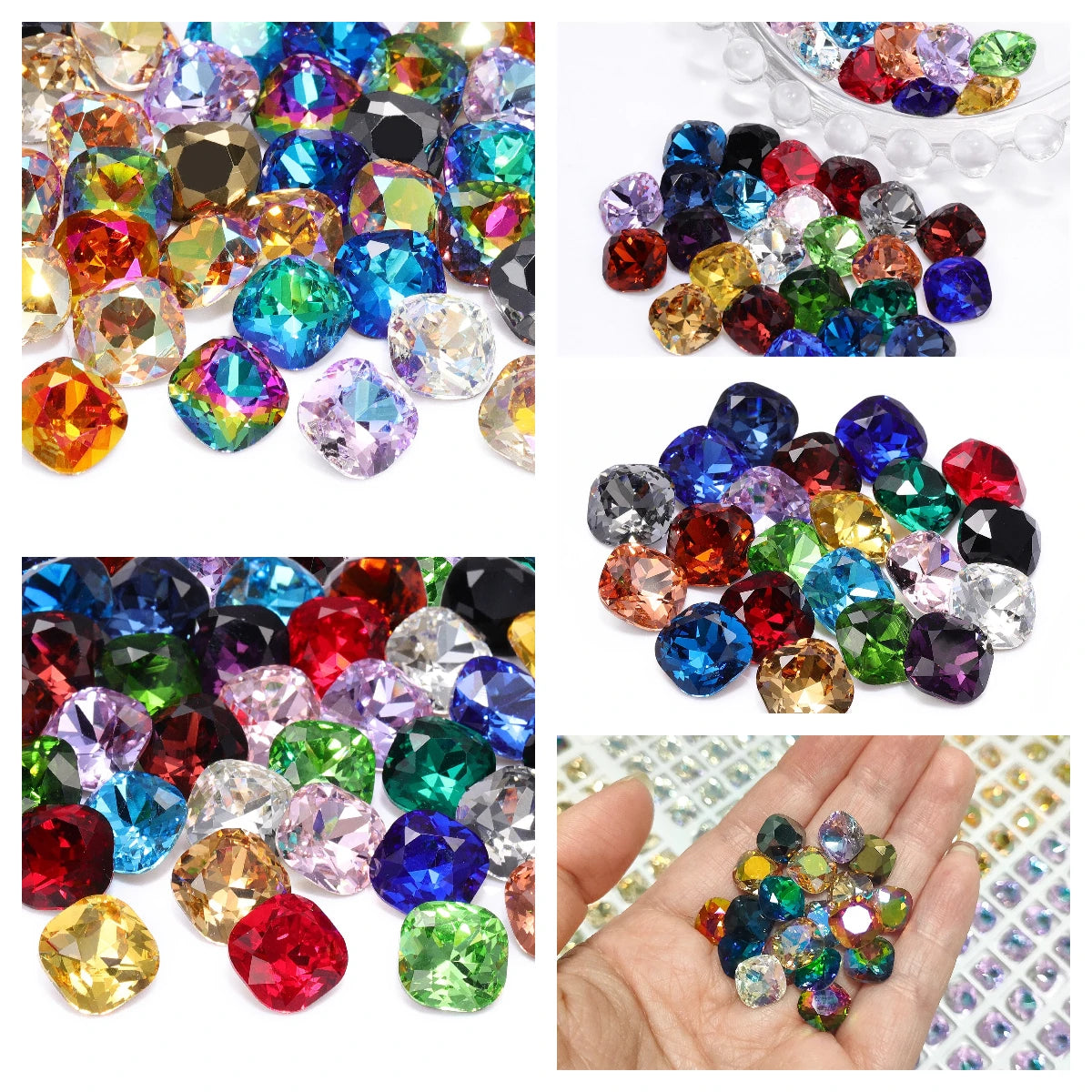 QIYI 2024 Hot Selling K9 High Quality Multi Colors Fat Square Fancy Pointback Rhinestones for Decoration Wedding Dresses Shoes