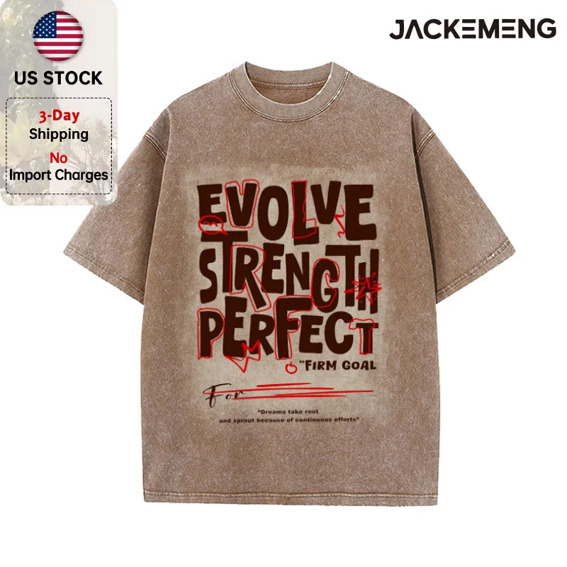 Oversized Washed Retro Inspirational Streetwear Print Tshirt USA Stock Wholesale Y2K Casual Tee