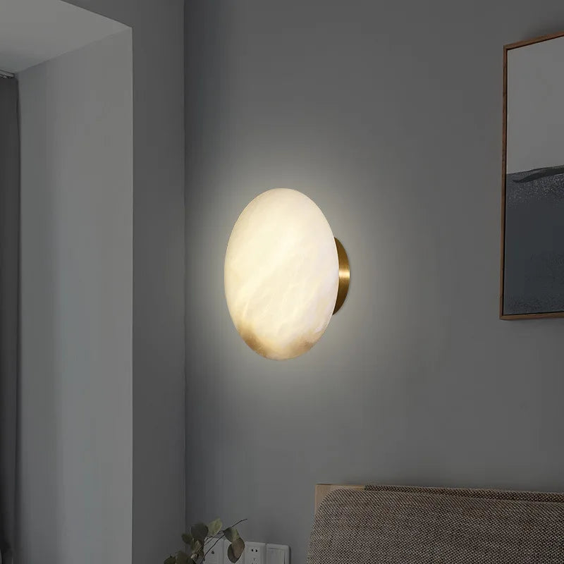 Designer All-Copper LED Dimmable Wall Lamp Natural Spanish Marble 110V G9 Recessed Modern Bedroom Living Room Hot Style