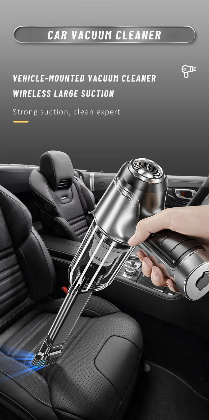 Two Versions Multi-Function 6000PA/10000PA Cyclone Car Vacuum Cleaner 2 in 1 Function Air Vacuum and Air Blow Cleaner