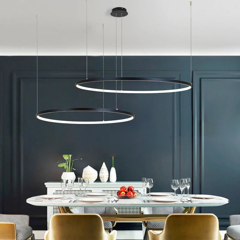 New Modern LED Chandelier for Living Room Bedroom Dining Room Aluminum Ring Indoor Pendant Chandelier Lamp Lighting