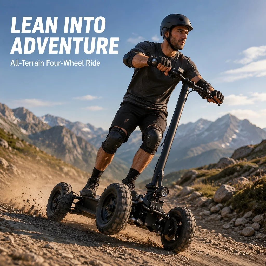 Factory Wholesale 11 Inch 4 Wheel 4WD Electric Off-Road Scooter, Foldable Tilting Body High Speed Vehicle OEM ODM
