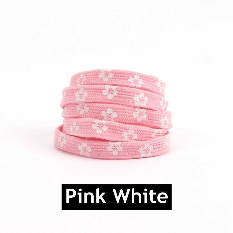 New Sakura Shoelaces Flat Little Daisies Shoe laces High-top Canvas Sneakers Shoelace AF1 Laces Shoe Strings 100/120/140/160CM
