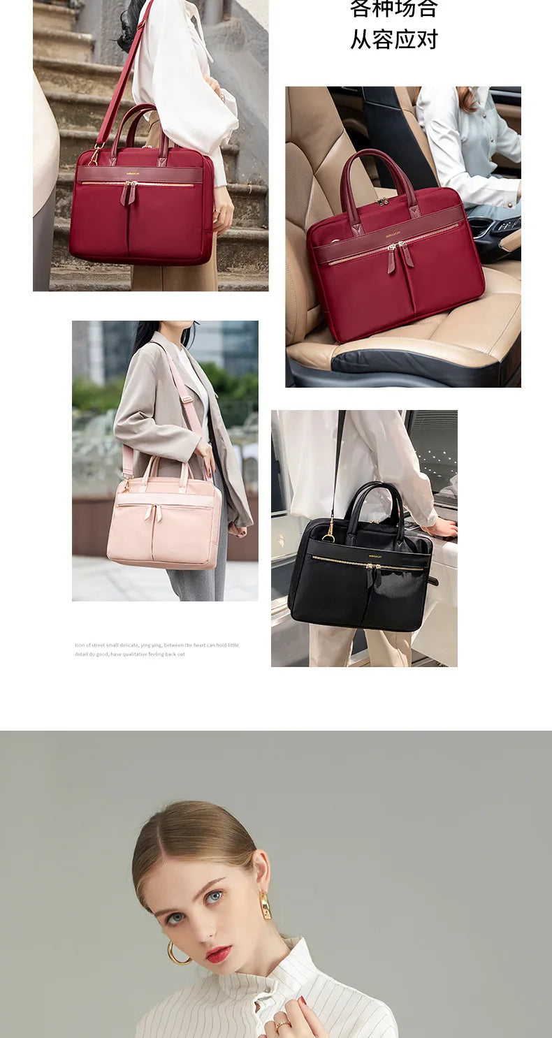 Women Laptop Briefcase Computer Bag Business Document Organizer Ipad Tote Ladies Handbag Messenger Purse Strap Pouch Accessories