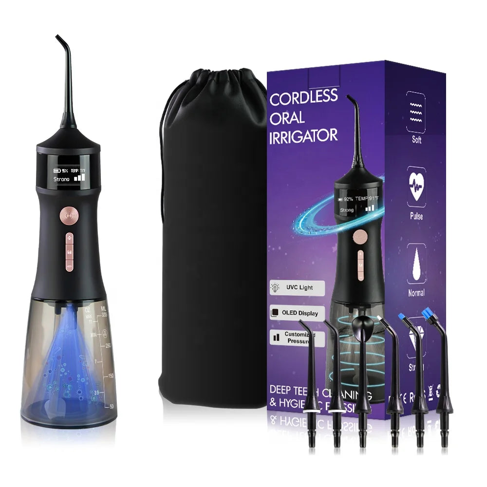 New Design Electric Cordless 4 Modes Portable Dental Water Flosser IPX7 Waterproof Rechargeable Luxury for 6 Nozzles Household