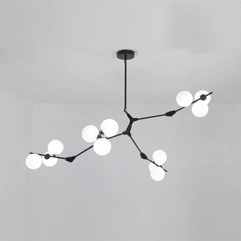 Light Luxury Nordic Minimalist Modern Adjustable Height LED Glass Chandelier for Living Room