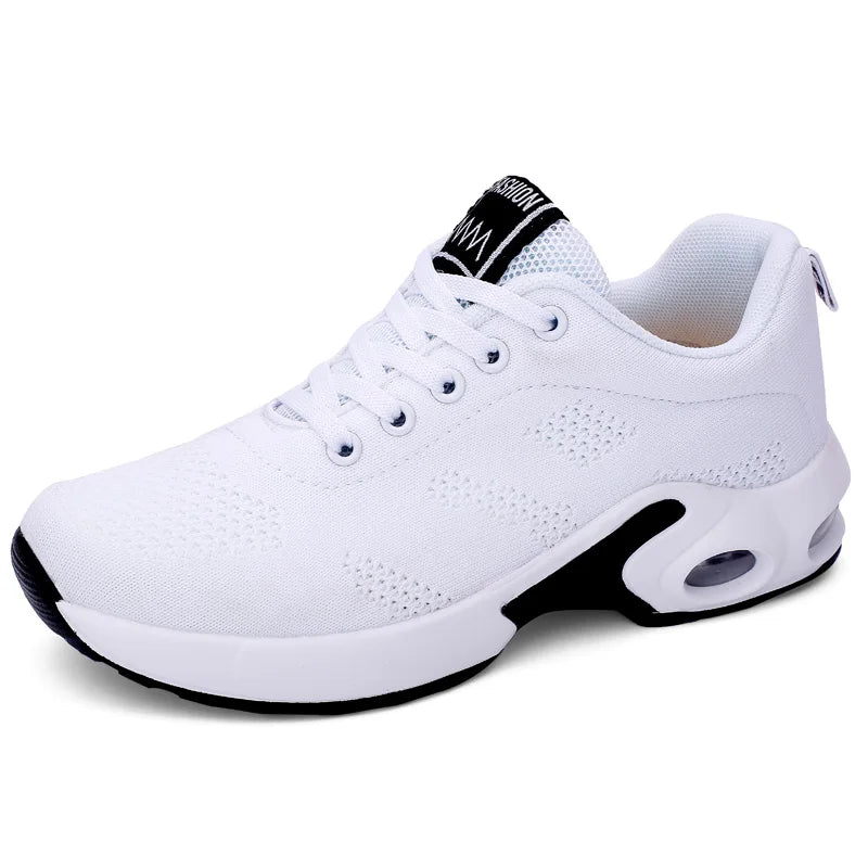 Wholesale Women Sports Round Head Lace-up Flying Woven Casual Sports Shoes Running Shoes for Ladies