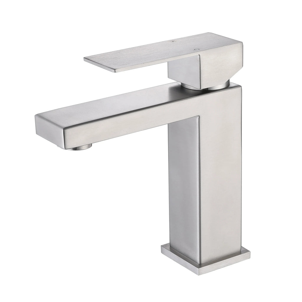 Matte Black  Bathroom Faucet Deck Mount 304 Stainless Steel  Cold and Hot Black  Square Sink Tap Short and Tall