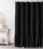 Beige 72x72 Inch French Country Linen Blend Ruffle Shower Curtain for Bathroom