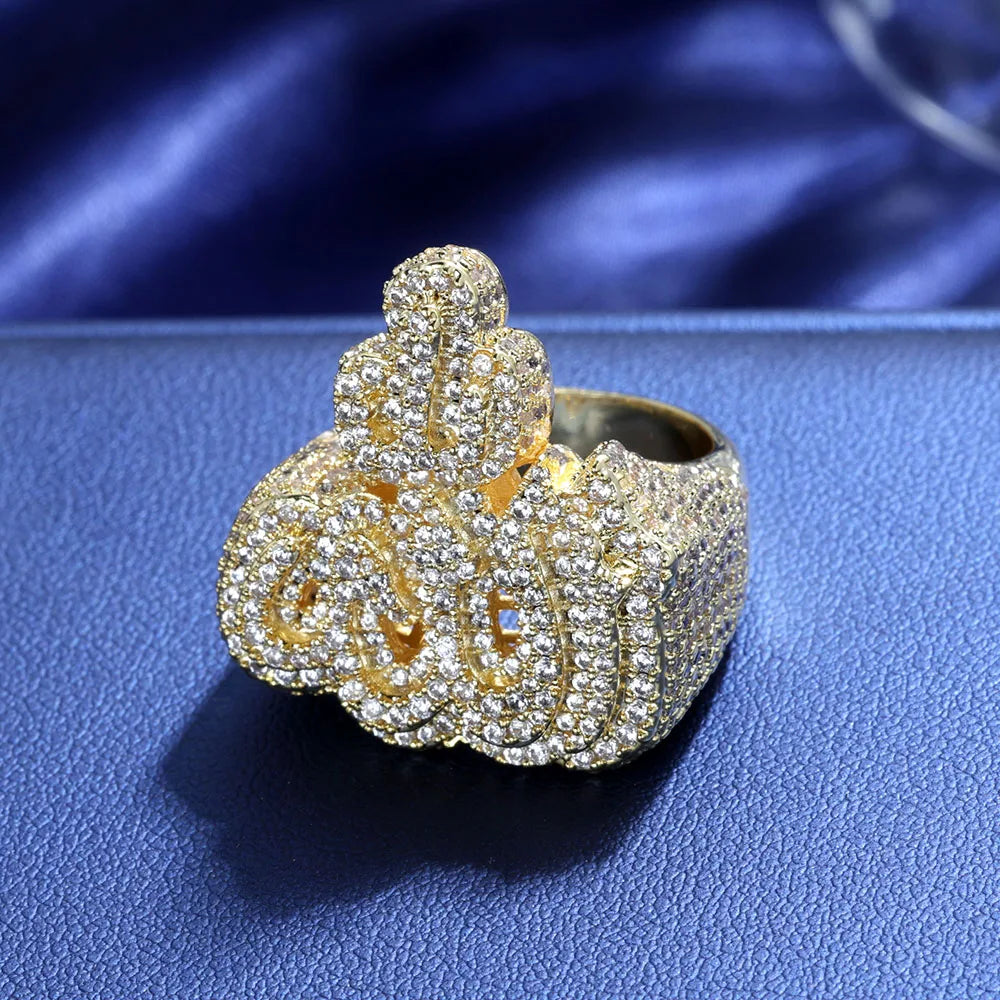 NUOYA New Style 925 Sterling Silver Hip Hop Jewelry Iced Out Moissanite Diamond Rings White Gold Silver Allah Ring for Women