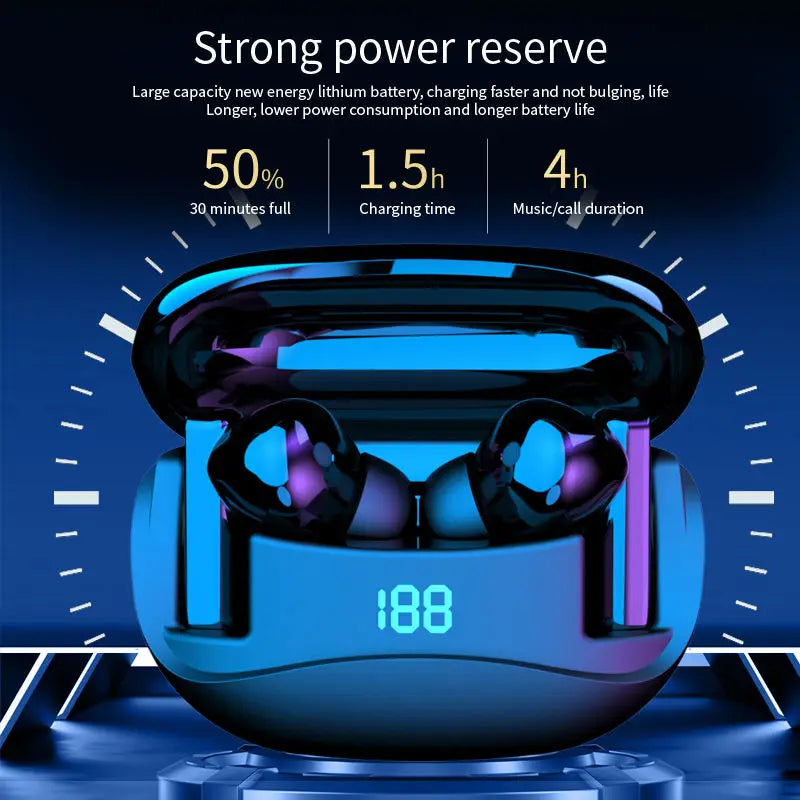 New MATE 60 TWS Earphone True Wireless Stereo Digital Display Earbuds Touch Control in Ear Mate60 Earphone