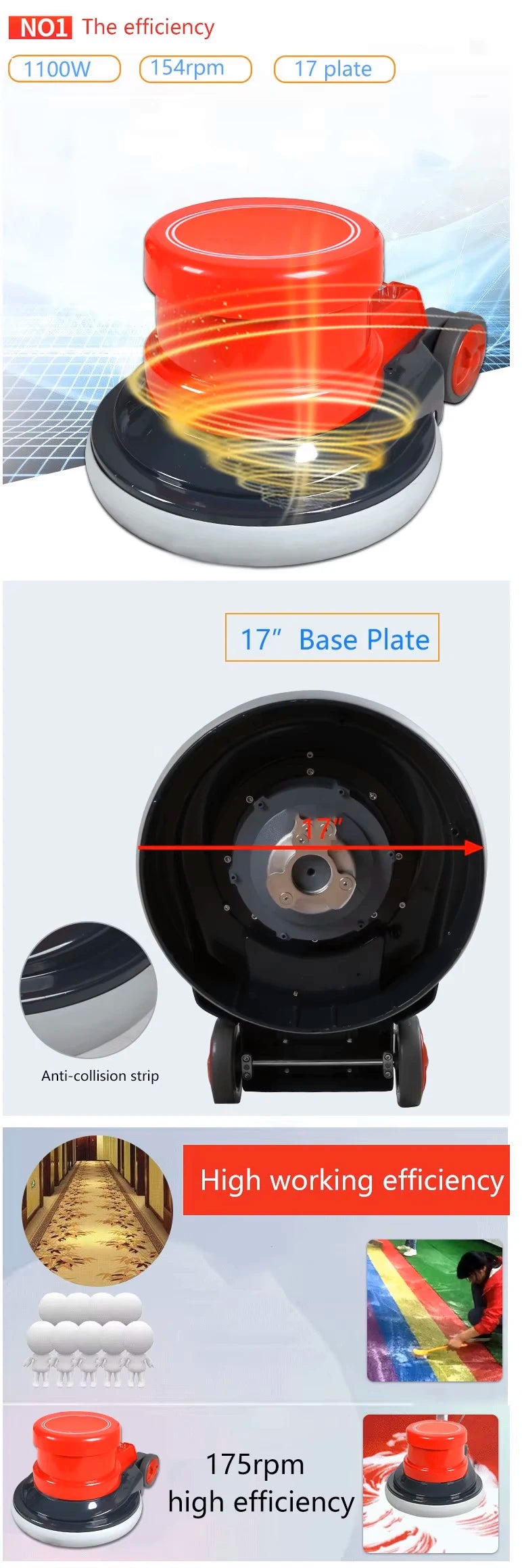 A-005 Multifunction Floor Polish Machine,new Design 154RPM for Cleaning Concrete