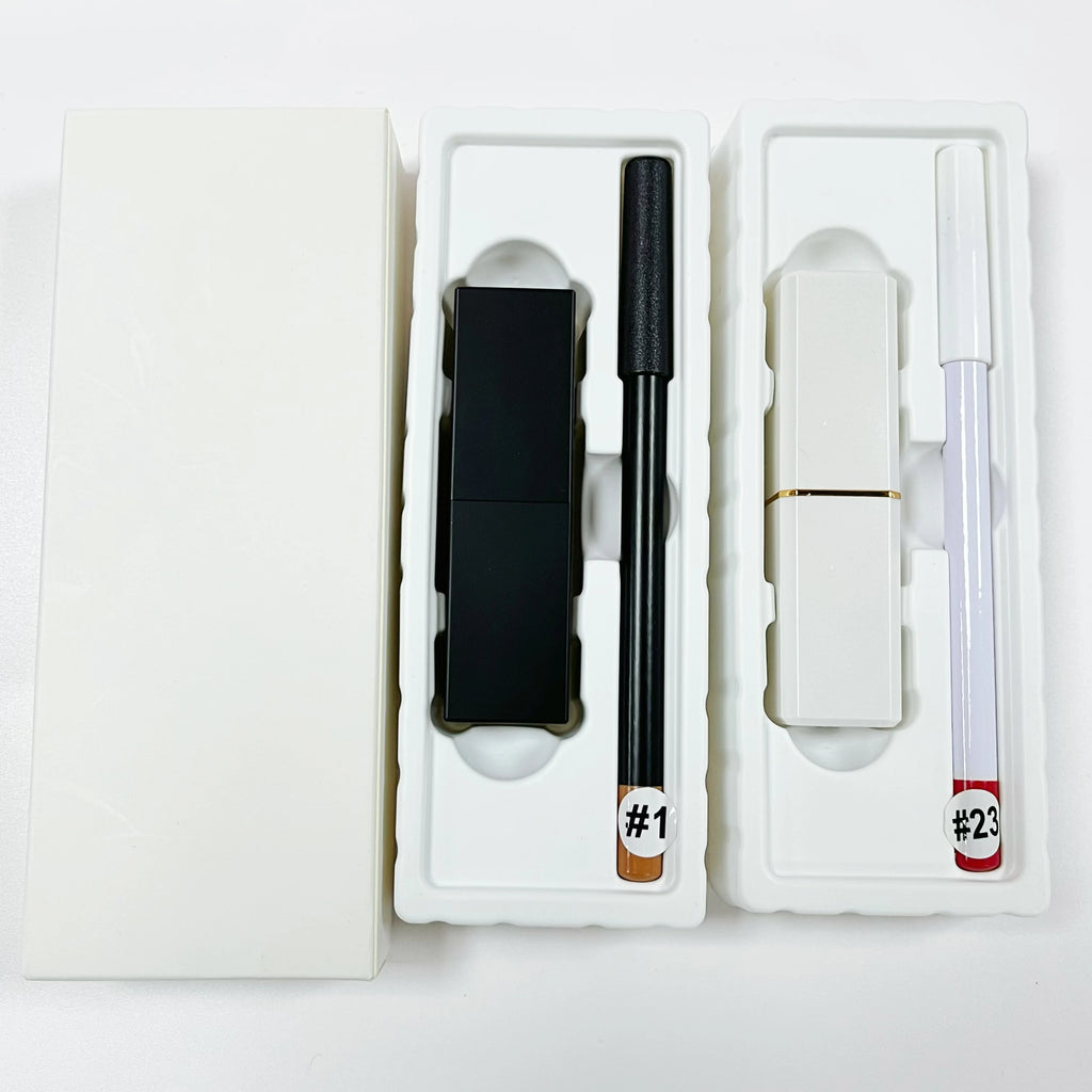 Cruelty Free Vegan Matte Lipstick Lipliner Set OEM logo Waterproof White Package Lip Kit with Brown Lipliner