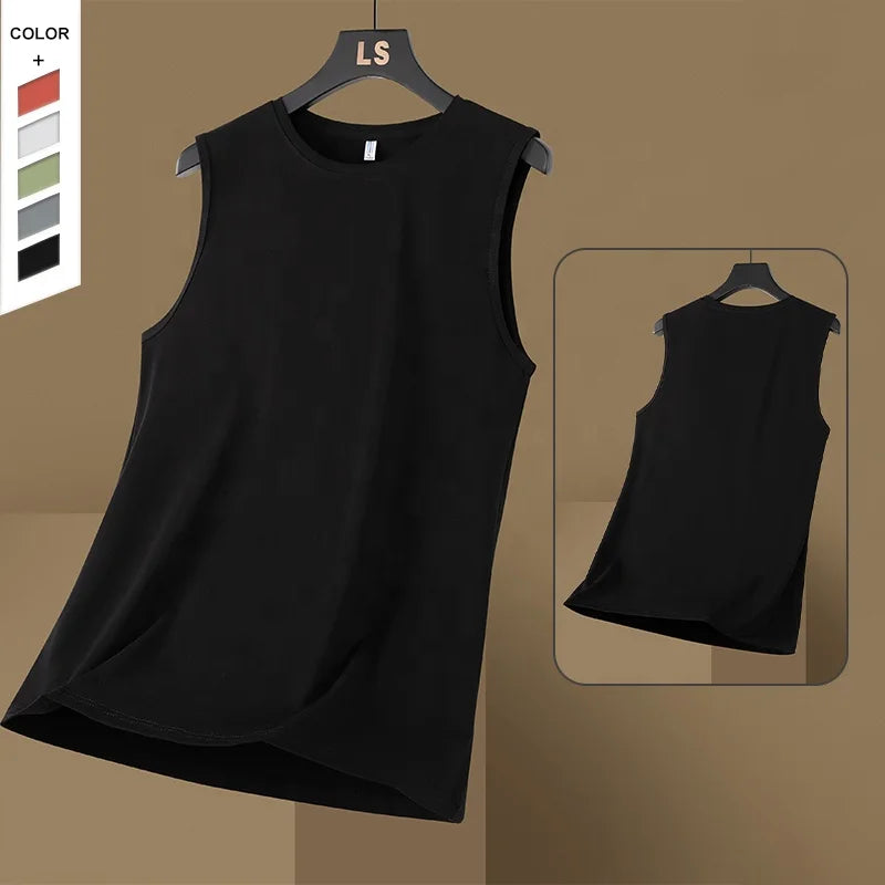 Summer Thin Cool Sports Sleeveless T-shirt Breathable Sweat Absorbing Fitness Loose Sports Men's Tank Top