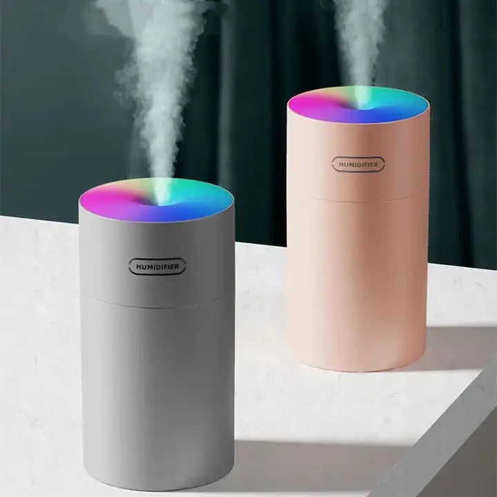 H2o Air Ultrasonic Humidifier with Essential Oil Aromatherapy Mini Design for Car & Hotel Use USB Powered 7-Color LED Lights